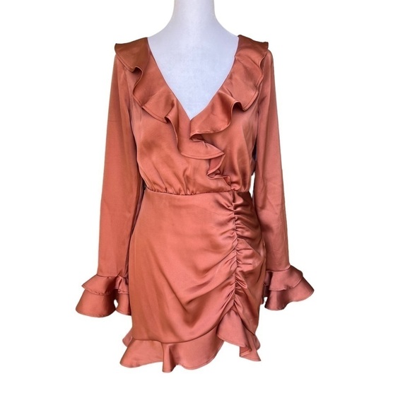 Majorelle x Revolve - Nelly Mini Dress in Terracotta Brown Sz S - Picture 4 of 10
